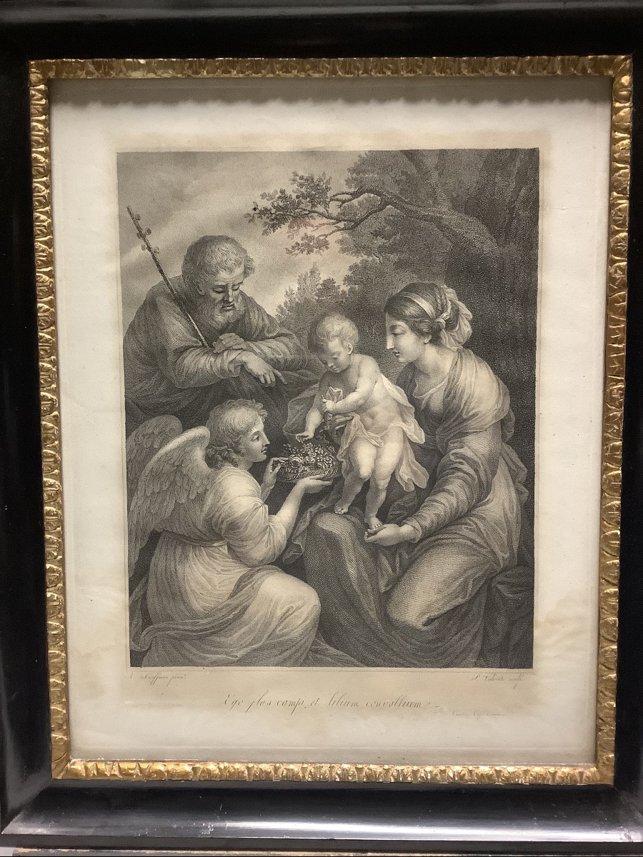 Gravure representant la sainte fa mille avec l’ange .Ep 1774-1847 de Pietro Vedovato-photo-3