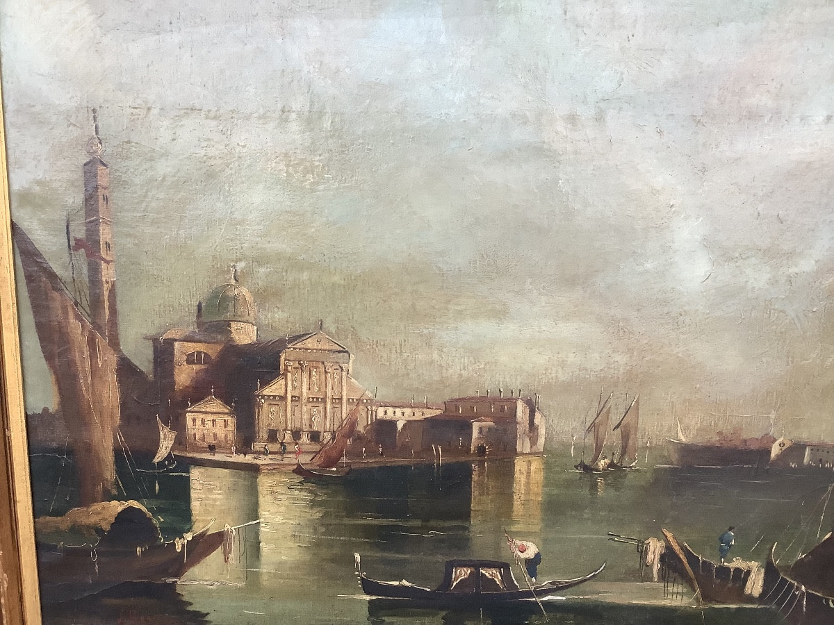 Oil On Canvas Vide Of Venice To Be Restored Painted Artur Ressel Germani 1896- 1966-photo-1