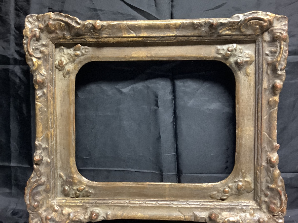 Paire de cadres sculpte’s et dore’s a’ motifs floraux Ep XXe siecle-photo-4