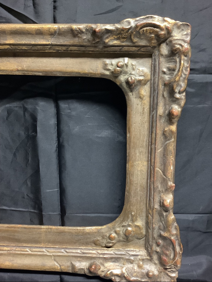 Paire de cadres sculpte’s et dore’s a’ motifs floraux Ep XXe siecle-photo-1