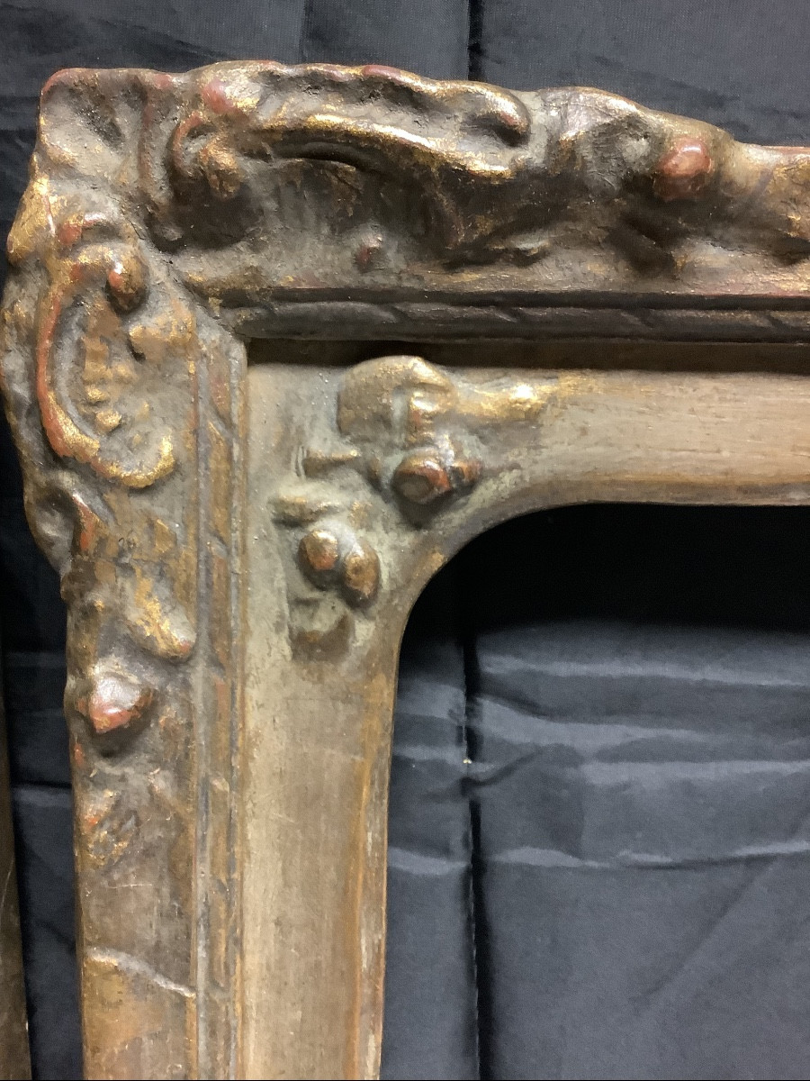 Paire de cadres sculpte’s et dore’s a’ motifs floraux Ep XXe siecle-photo-2