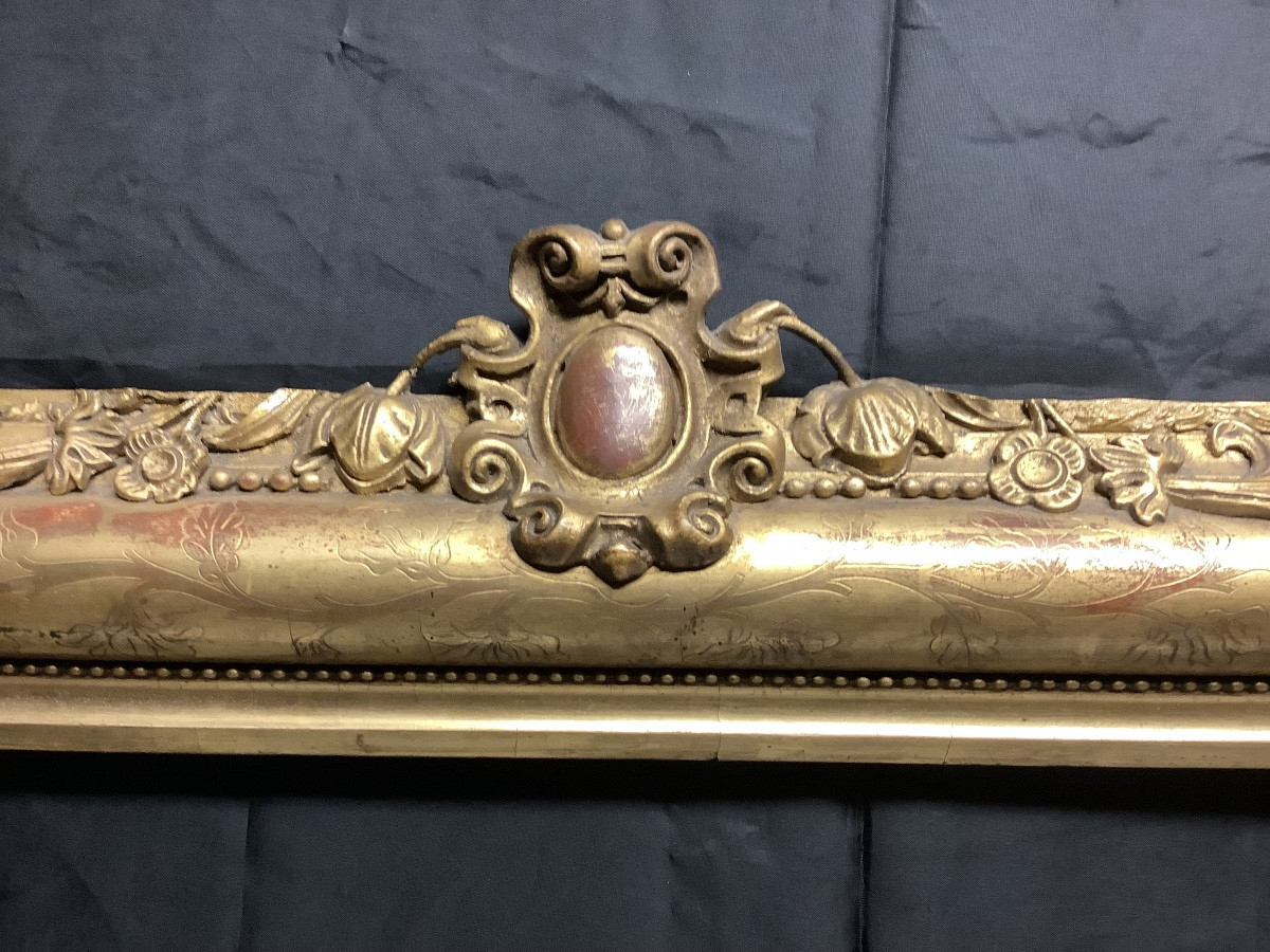 Cadre en bois d’ore’ avec cymatium Ep XIX siecle-photo-2