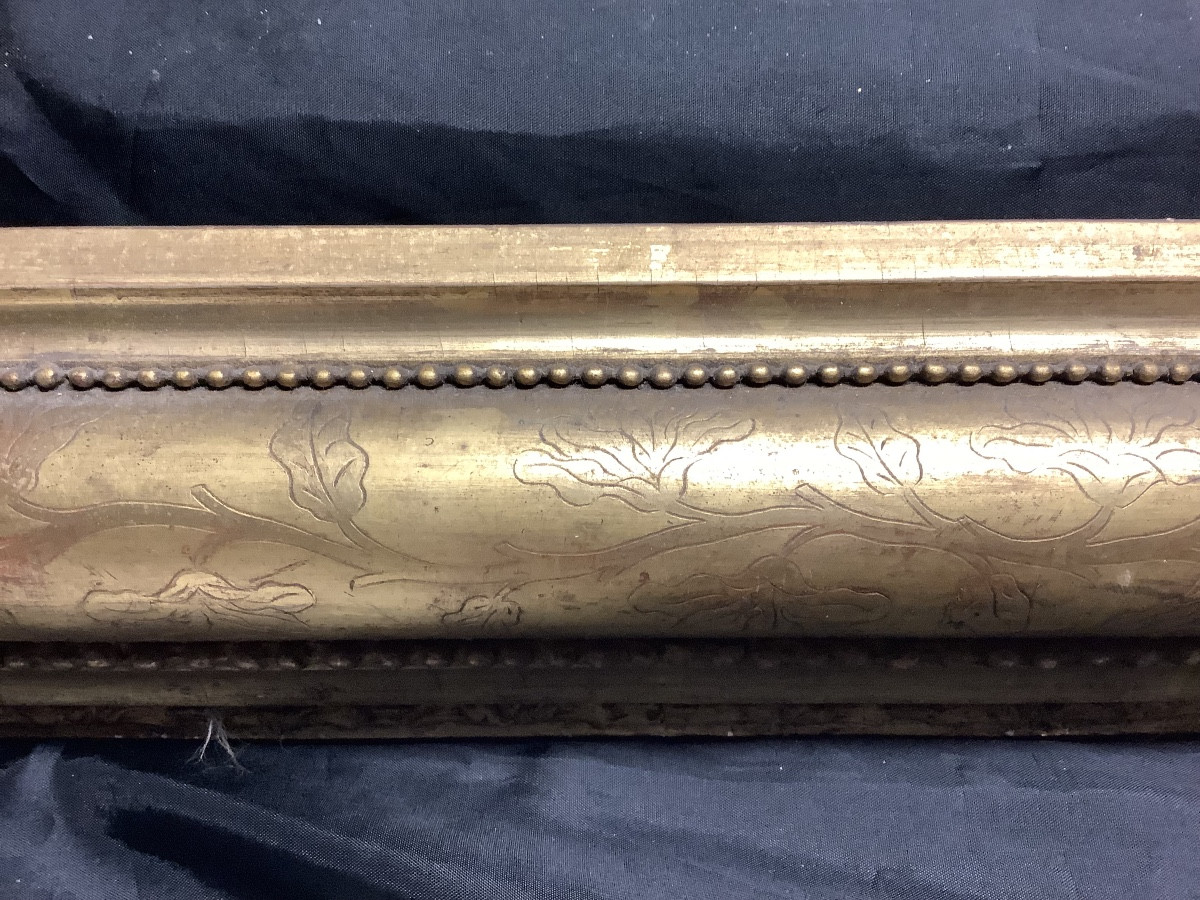 Cadre en bois d’ore’ avec cymatium Ep XIX siecle-photo-4