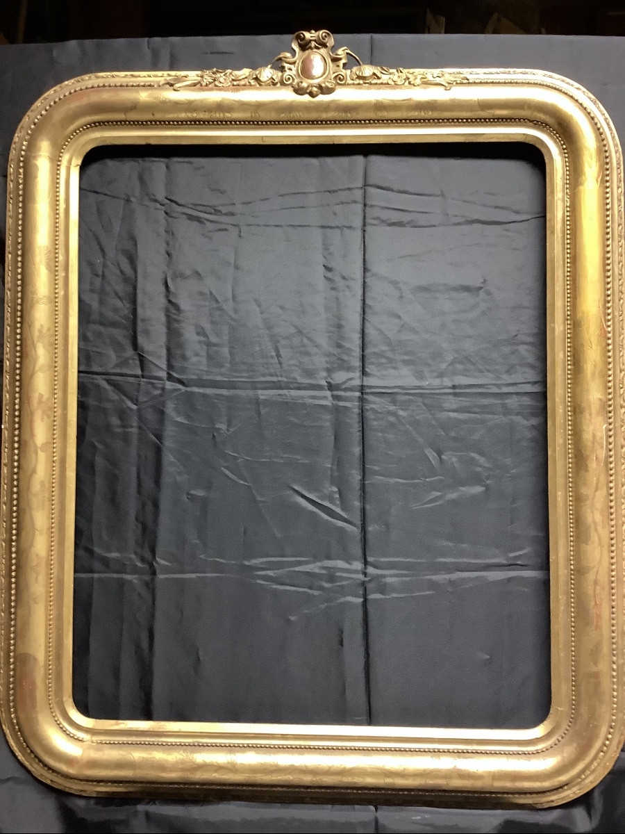 Cadre en bois d’ore’ avec cymatium Ep XIX siecle