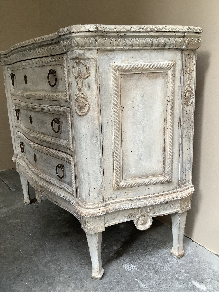 Petite commode  a’ trois  tiroirs sculpte’s France fin du XIXe siecle -photo-3
