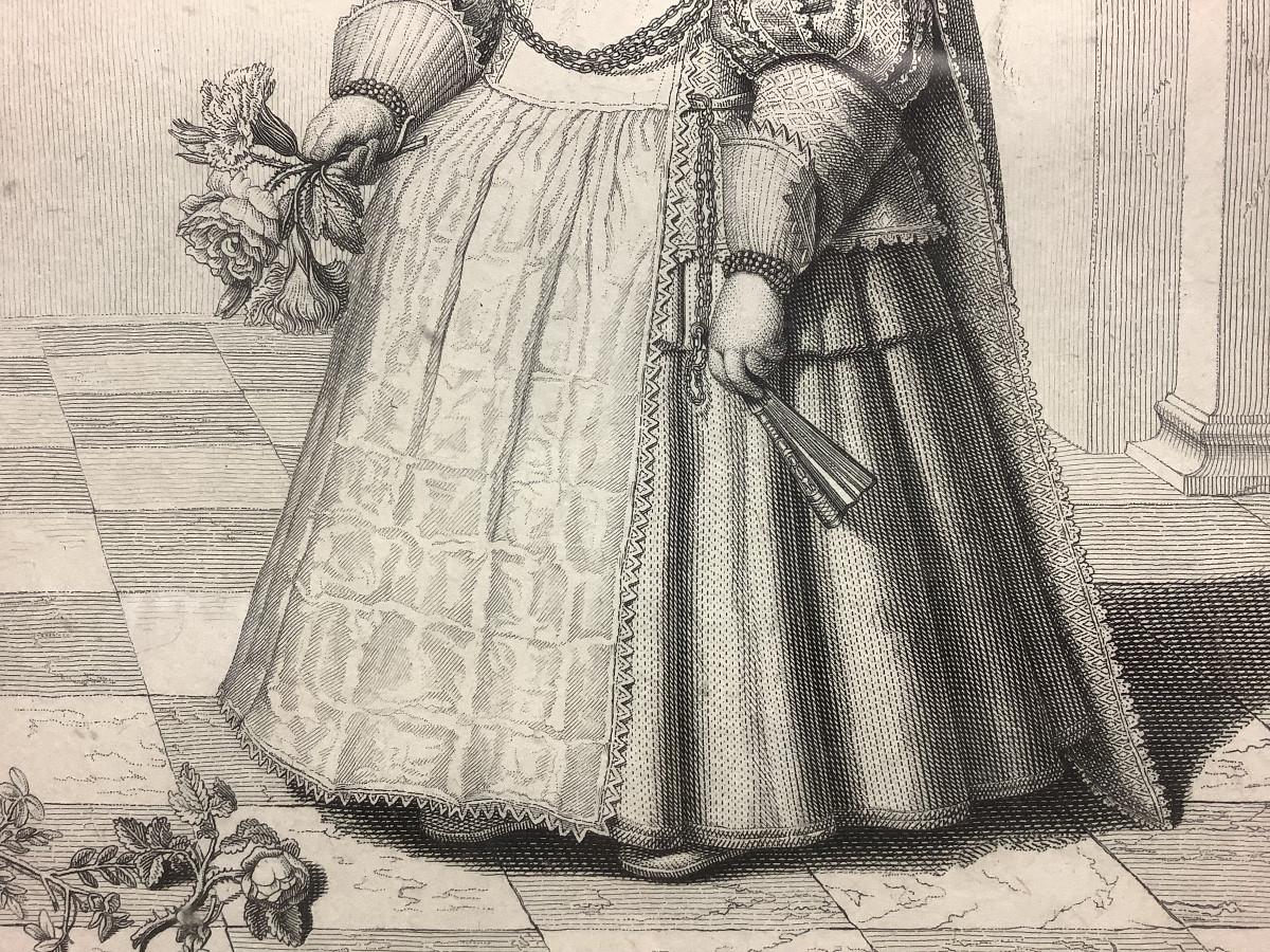 Portrait d’une jeune noble,gravure du peintre A.VAN DICK, XVIIIe siecle-photo-4