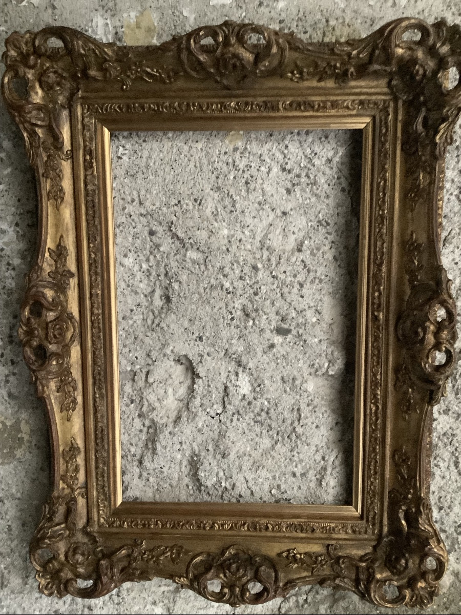 Gilded Wooden Frame With Late 19th Century Floral Motifs-photo-2