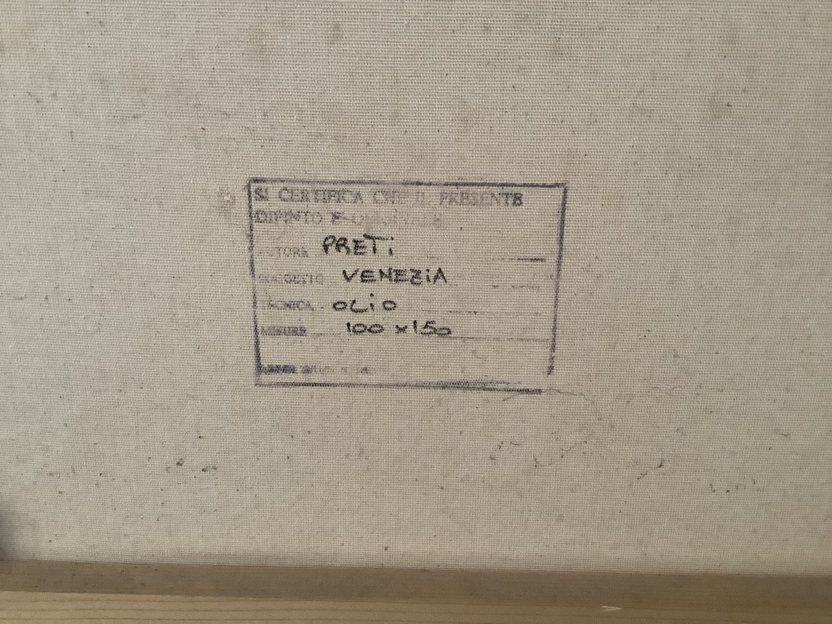 L’arte Oil Painting On Canvas Vide Of The Port Of Venice Signed Preti Early 1900s-photo-5