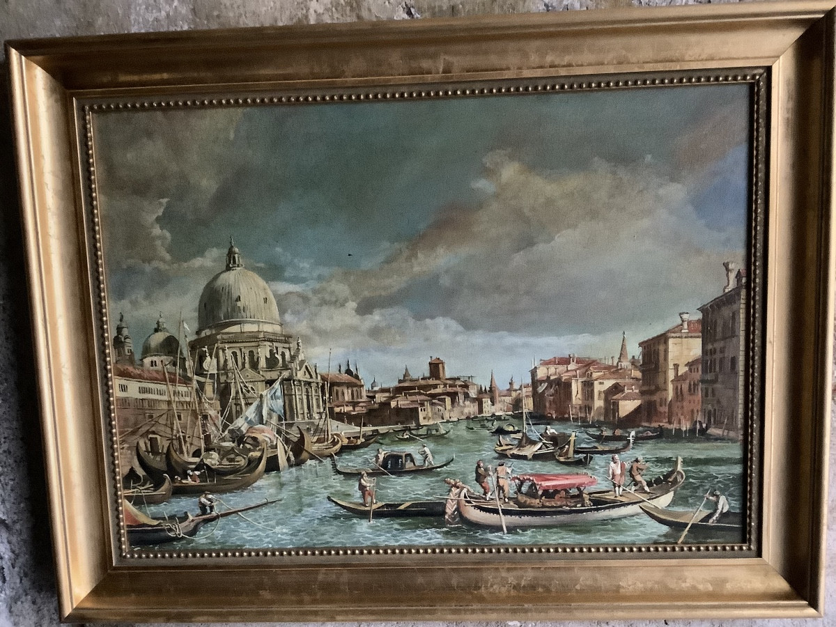 Oil Painting On Canvas Of A Venice Canal, 19th Century