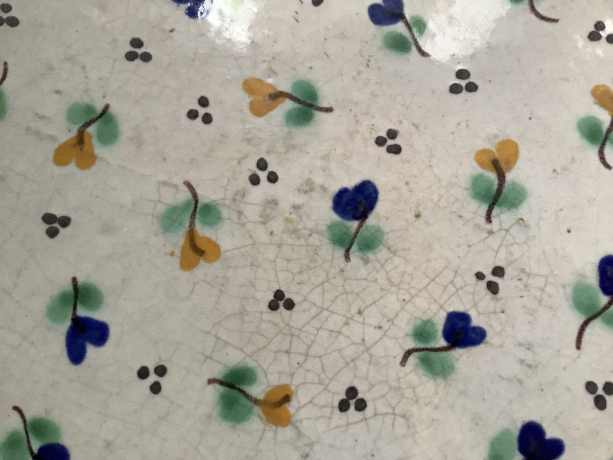 L’argentino Ceramica Plate With Floral De’corations In The Shape Of Hearts, Italy Naples 19 Th -photo-2