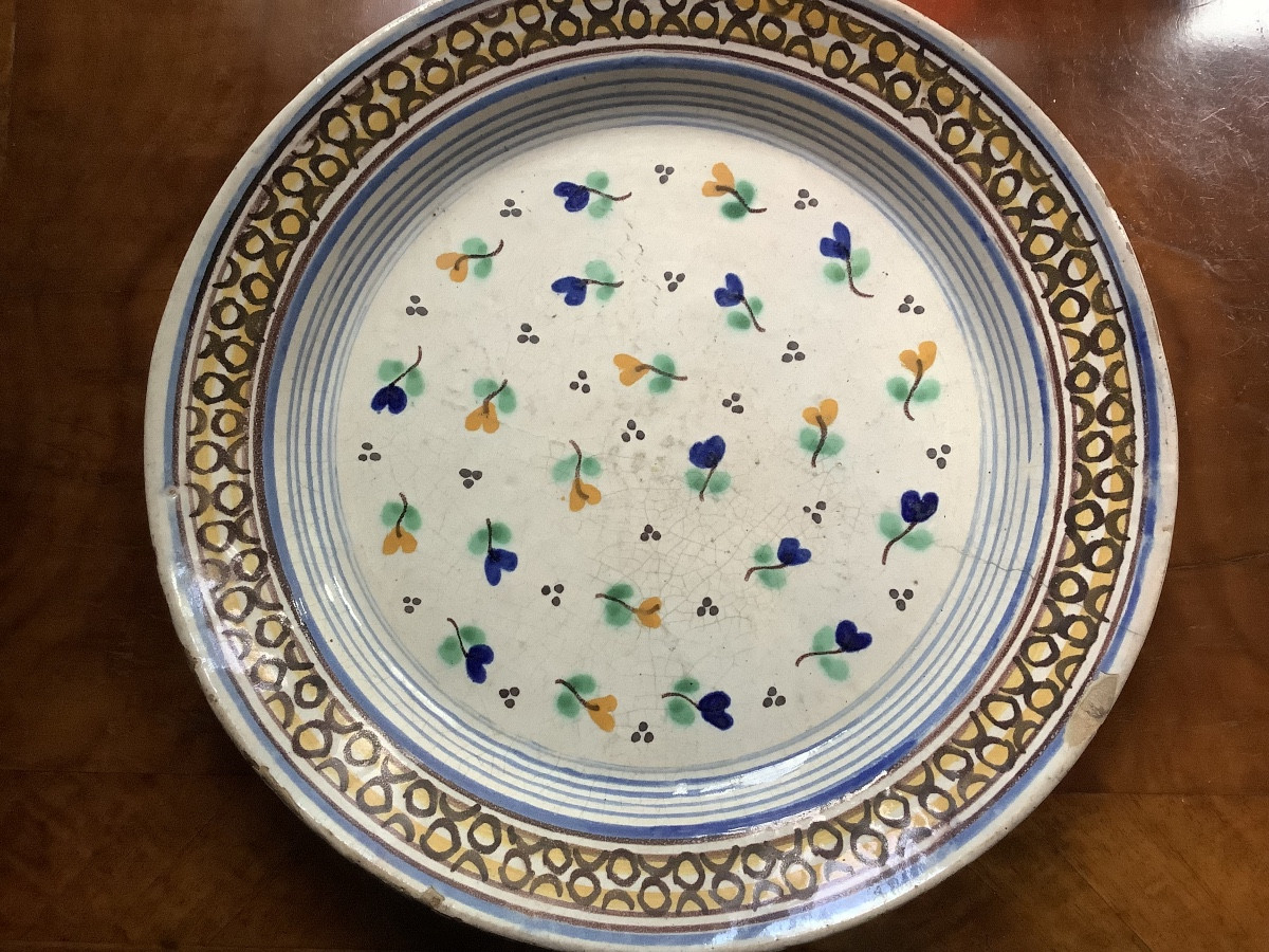 L’argentino Ceramica Plate With Floral De’corations In The Shape Of Hearts, Italy Naples 19 Th -photo-4