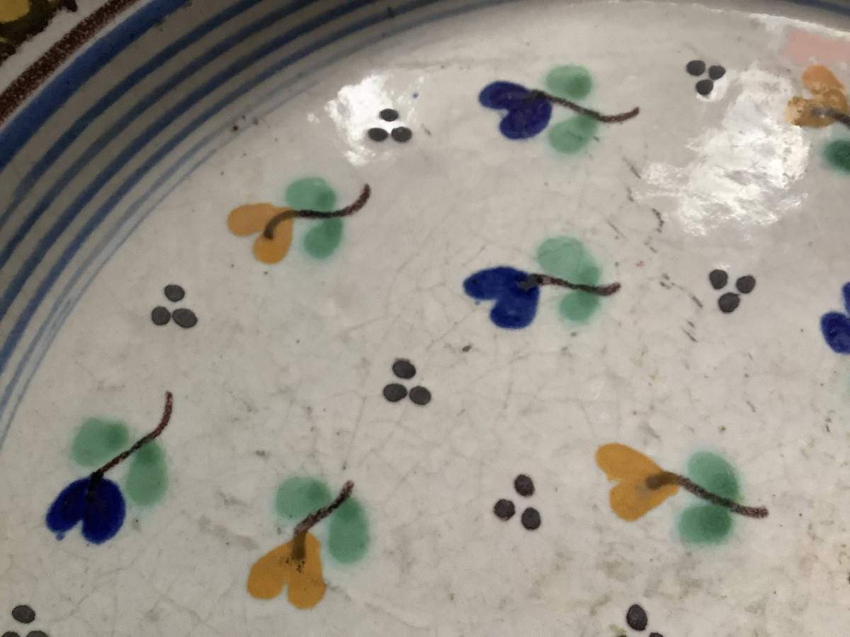 L’argentino Ceramica Plate With Floral De’corations In The Shape Of Hearts, Italy Naples 19 Th -photo-2