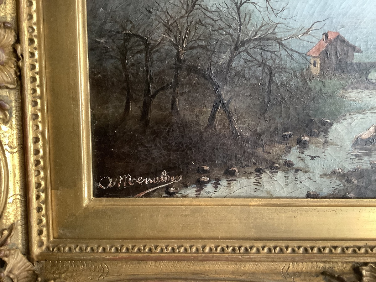 Oil On Canvas, Mountain Landscape, Late 19th Century-photo-3