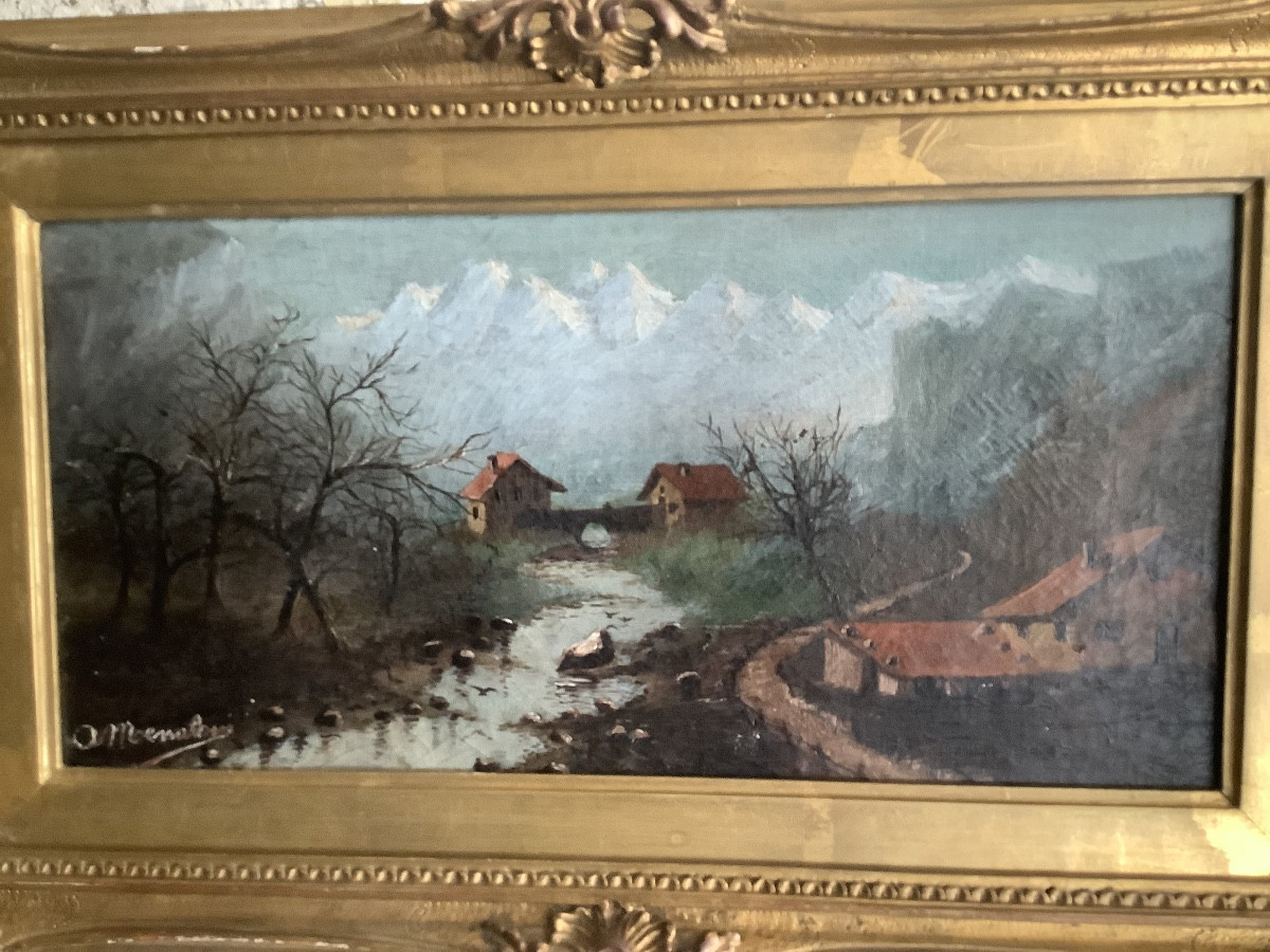 Oil On Canvas, Mountain Landscape, Late 19th Century-photo-3