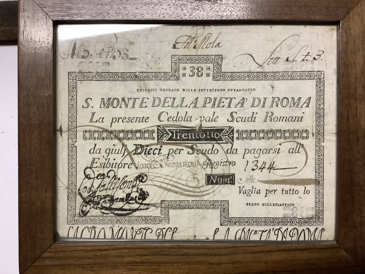 Quatre coupons de  la banque de Rome e de Santo Monte vers 1750-photo-2