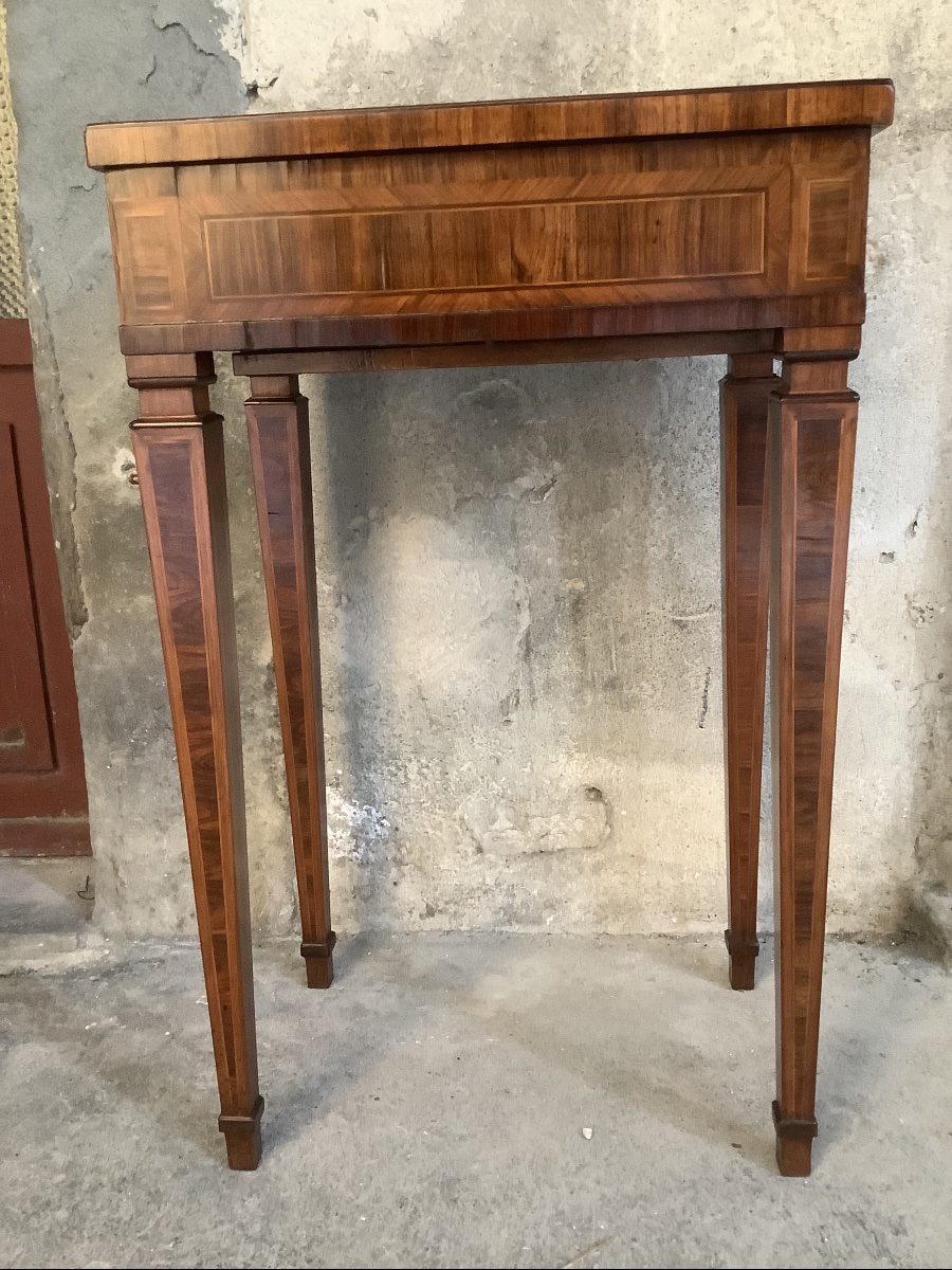 Petite table de jeu en divers bois precieux epoque XVIII siecle-photo-2
