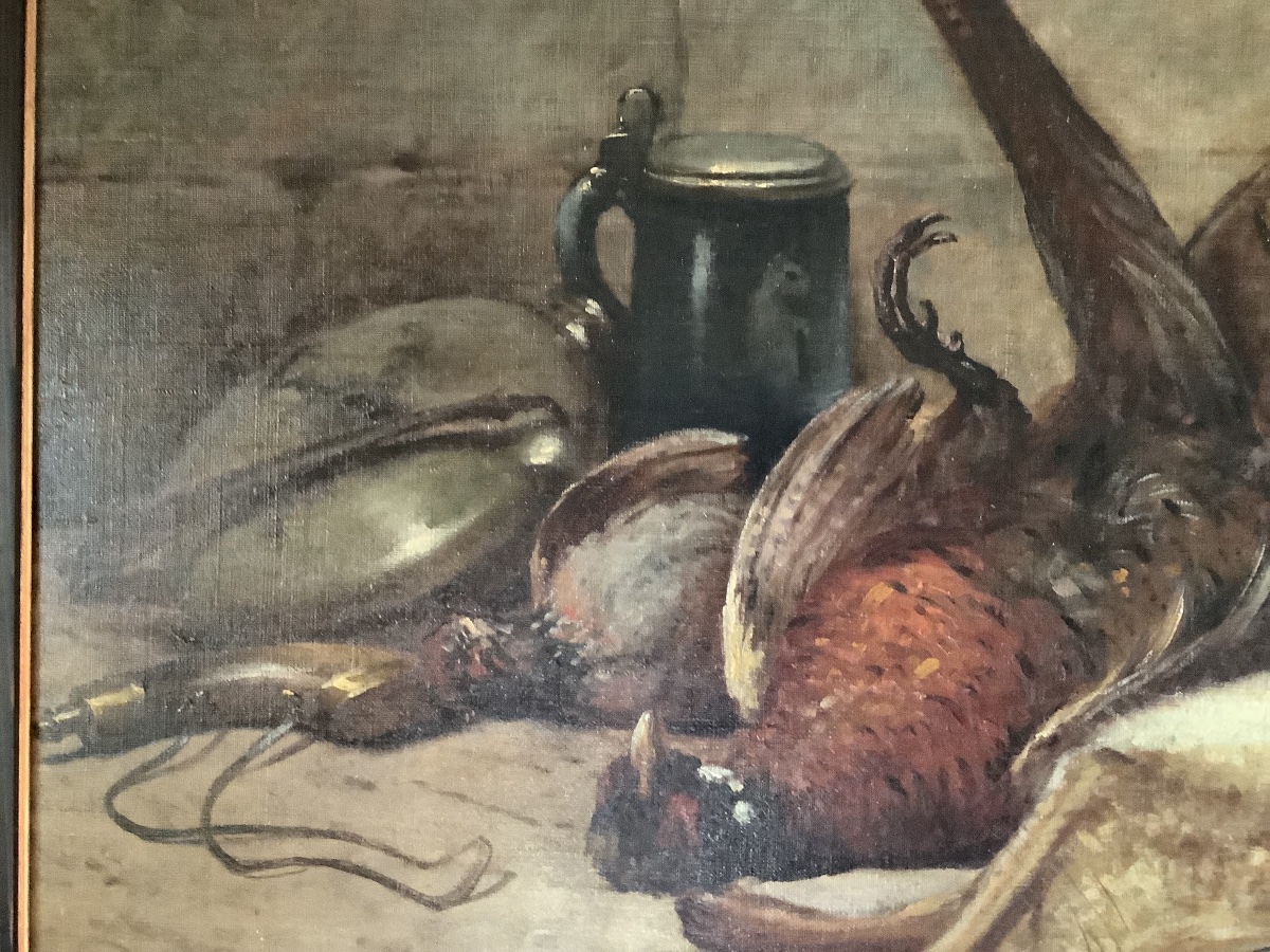 Oil On Canvas, Still Life With Animals, Signed Le’on Hubert Francia Ep, 1887–1915-photo-4