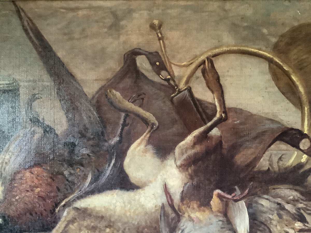Oil On Canvas, Still Life With Animals, Signed Le’on Hubert Francia Ep, 1887–1915-photo-2