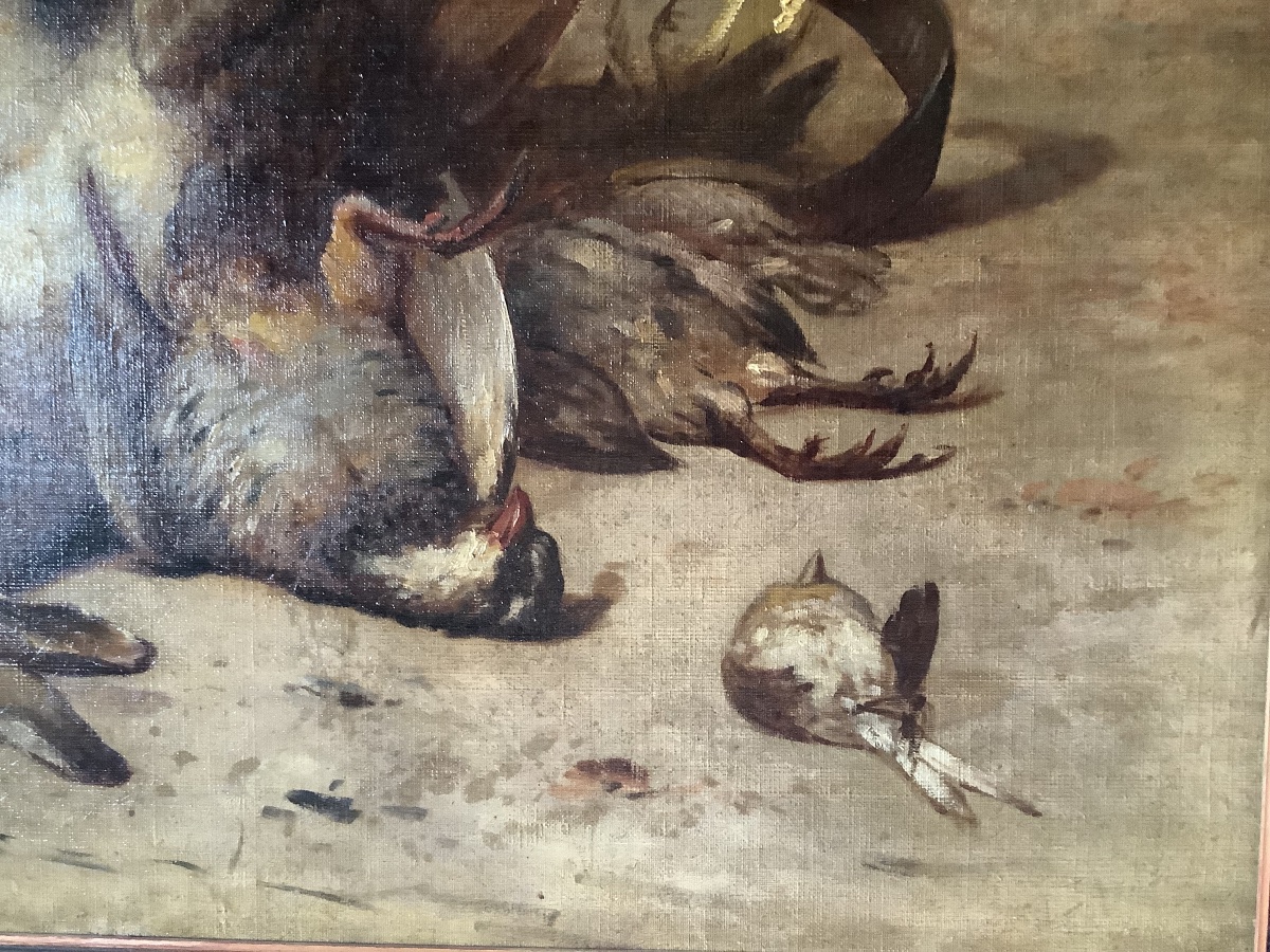Oil On Canvas, Still Life With Animals, Signed Le’on Hubert Francia Ep, 1887–1915-photo-3