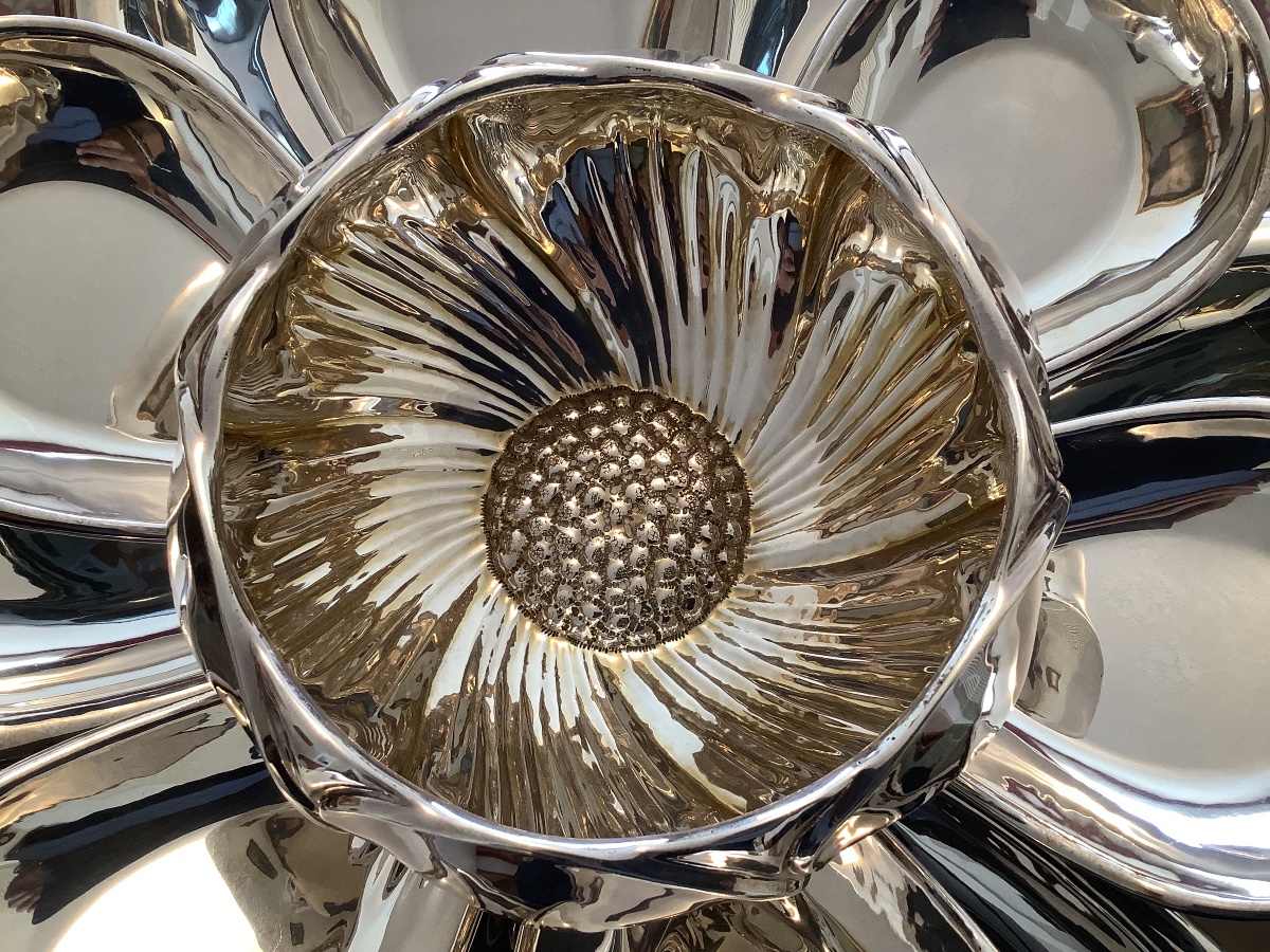 Silver Lotus Flower Centerpiece By Broggi Milano-photo-4