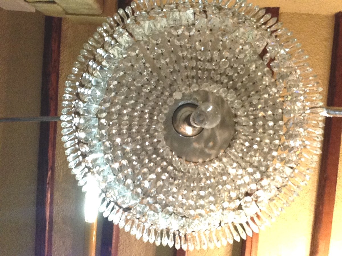 Baccarat Crystal And Bronze Ceiling Light-photo-2