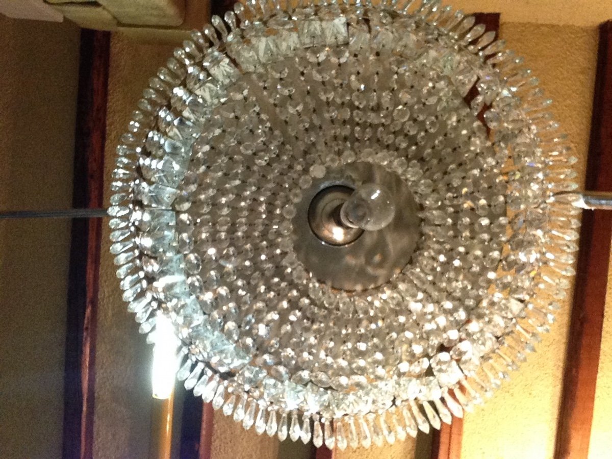 Baccarat Crystal And Bronze Ceiling Light-photo-3