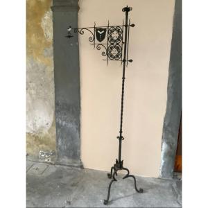 Floor Lamp In Forged Iron With C Shaped Volutes With Ep Liberty