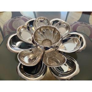 Centre de table fleur de lotus en argent 925 Broggi Milano Ep XX secolo