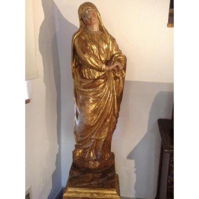 Great Virgin In Carved Wood And Dore d'Epoquexvi