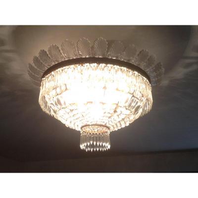 Baccarat Crystal And Bronze Ceiling Light