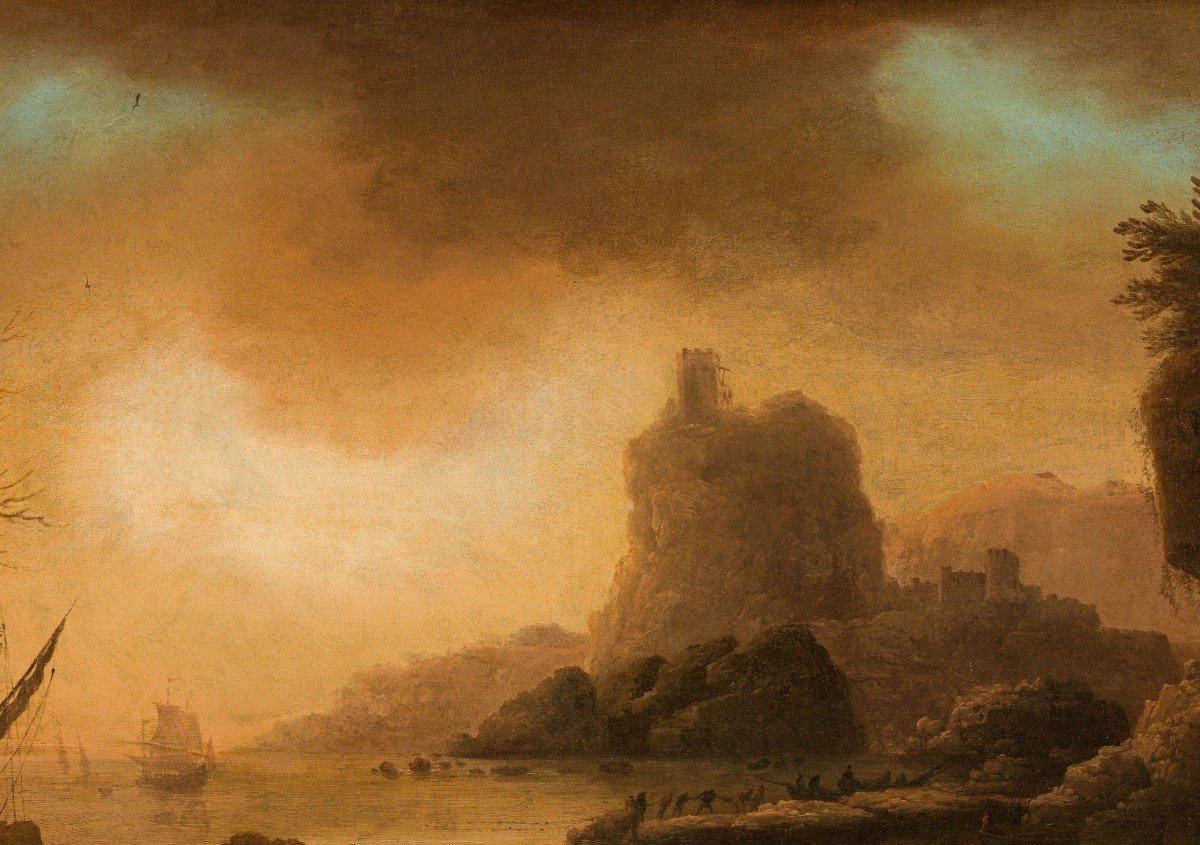 Vue De La Côte Méditerranéenne, Charles François De Marseille (marseille 1700 - Berlin 1782)-photo-3