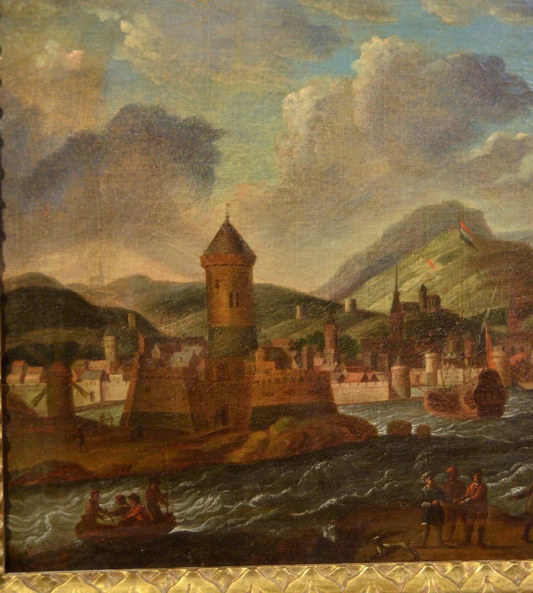 Paire De Paysages Côtiers, Peter Van De Velde (anvers 1634-1714) Cercle De -photo-5