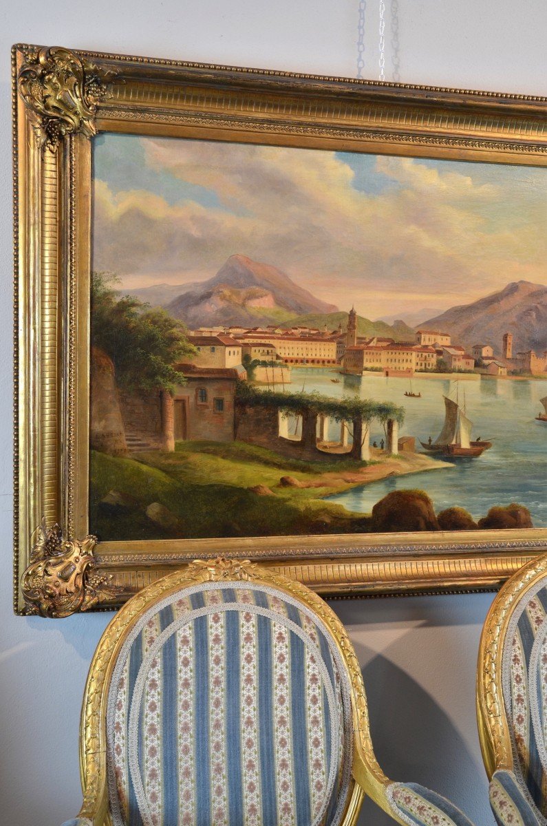 Peintre Védutiste Italien Du XIXe Siècle, Vue De Riva Del Garda-photo-3