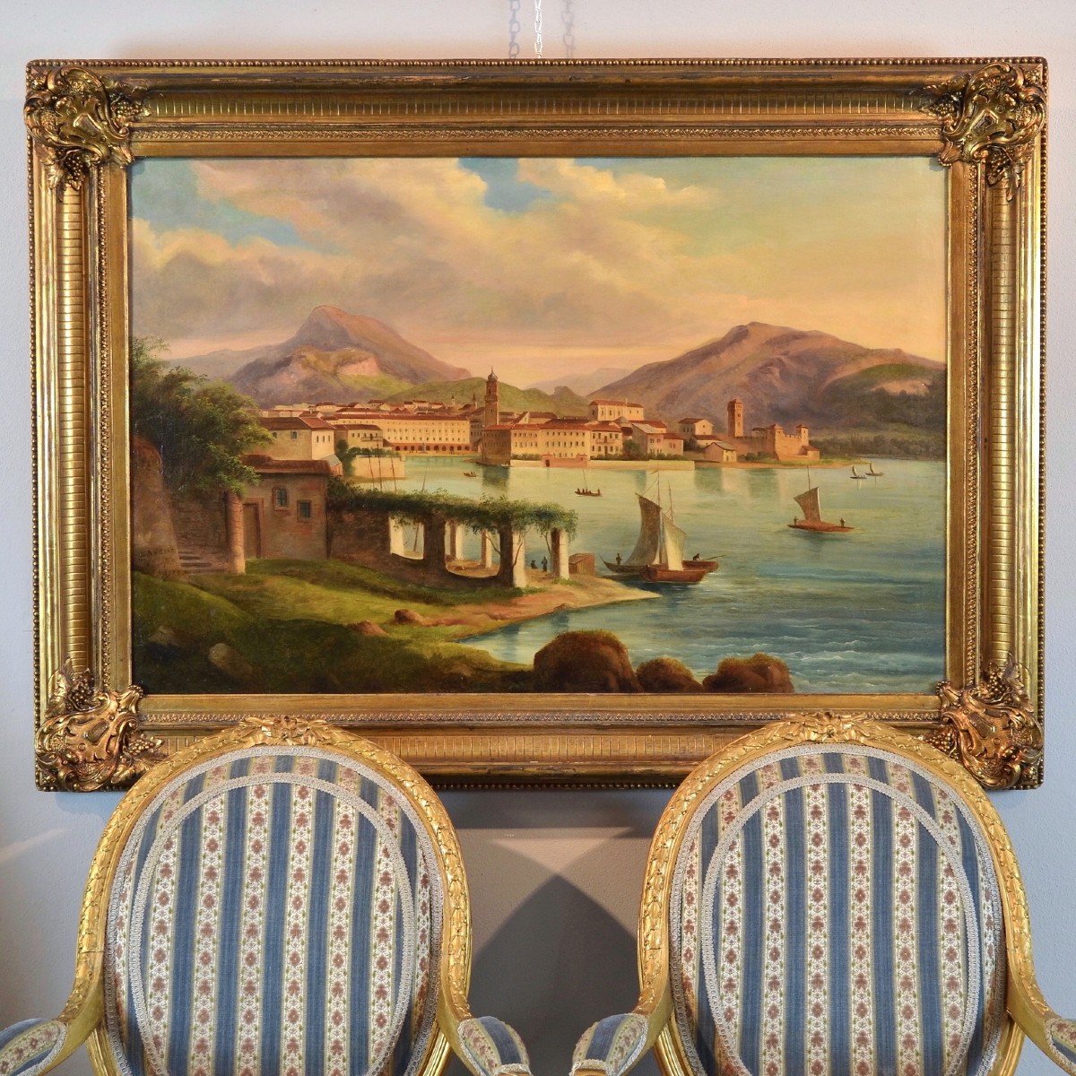 Peintre Védutiste Italien Du XIXe Siècle, Vue De Riva Del Garda-photo-1