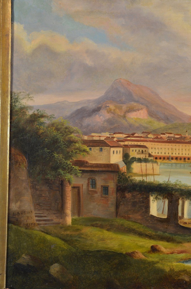 Peintre Védutiste Italien Du XIXe Siècle, Vue De Riva Del Garda-photo-2