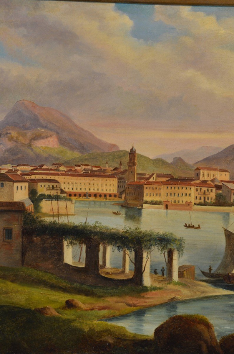 Peintre Védutiste Italien Du XIXe Siècle, Vue De Riva Del Garda-photo-3