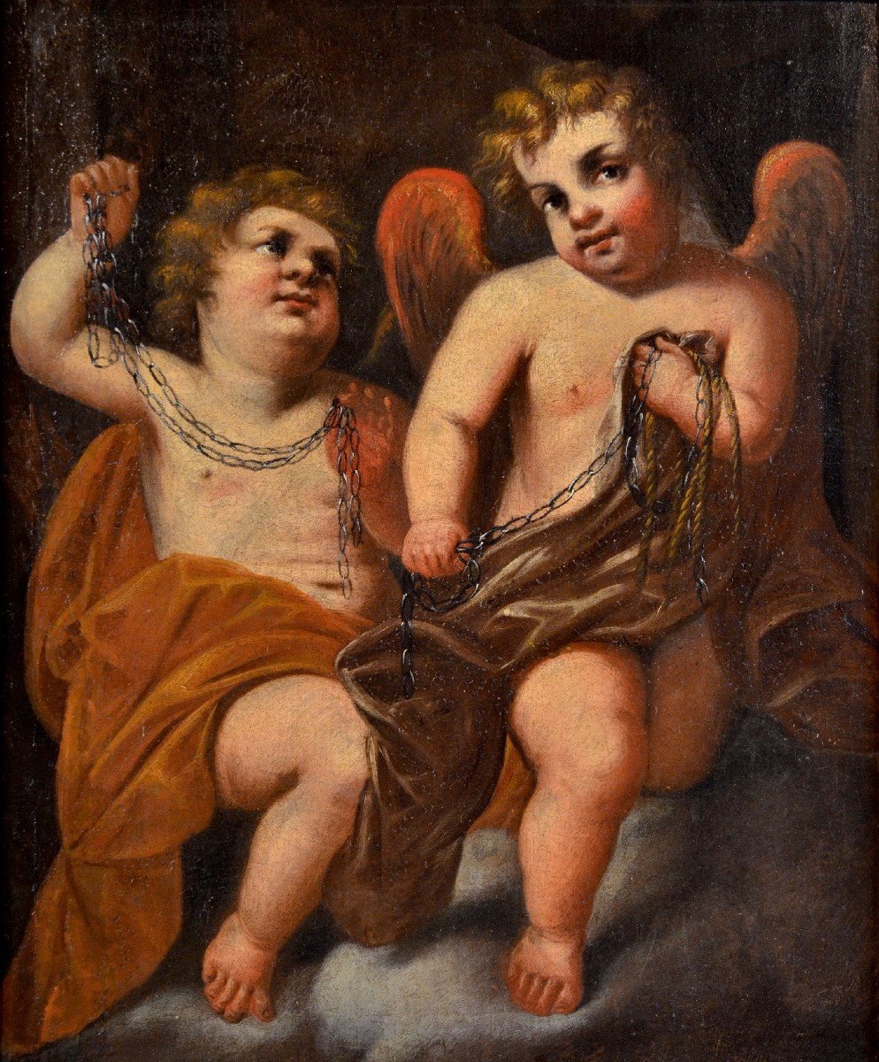 Paire De Putti Ailés, Giovanni Battista Merano (gênes 1632 - 1698)-photo-2