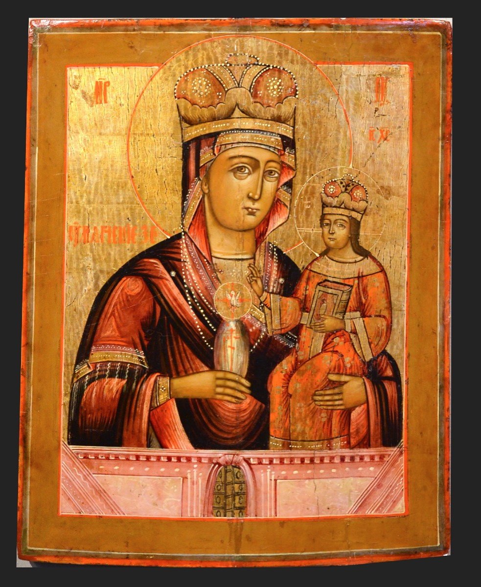 Ancient Icon Virgin With Child, Russia (moscow) 18th Century-photo-1