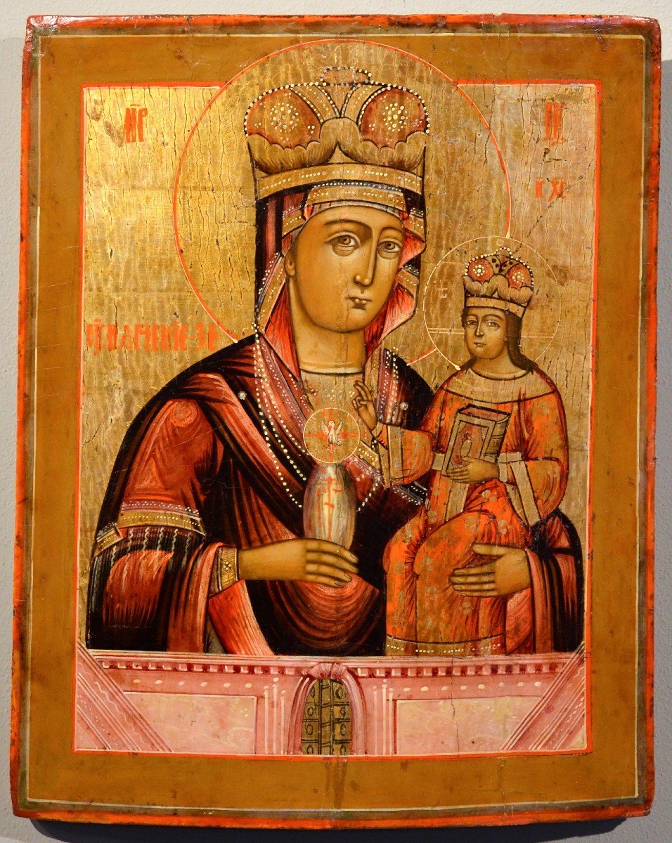 Ancient Icon Virgin With Child, Russia (moscow) 18th Century