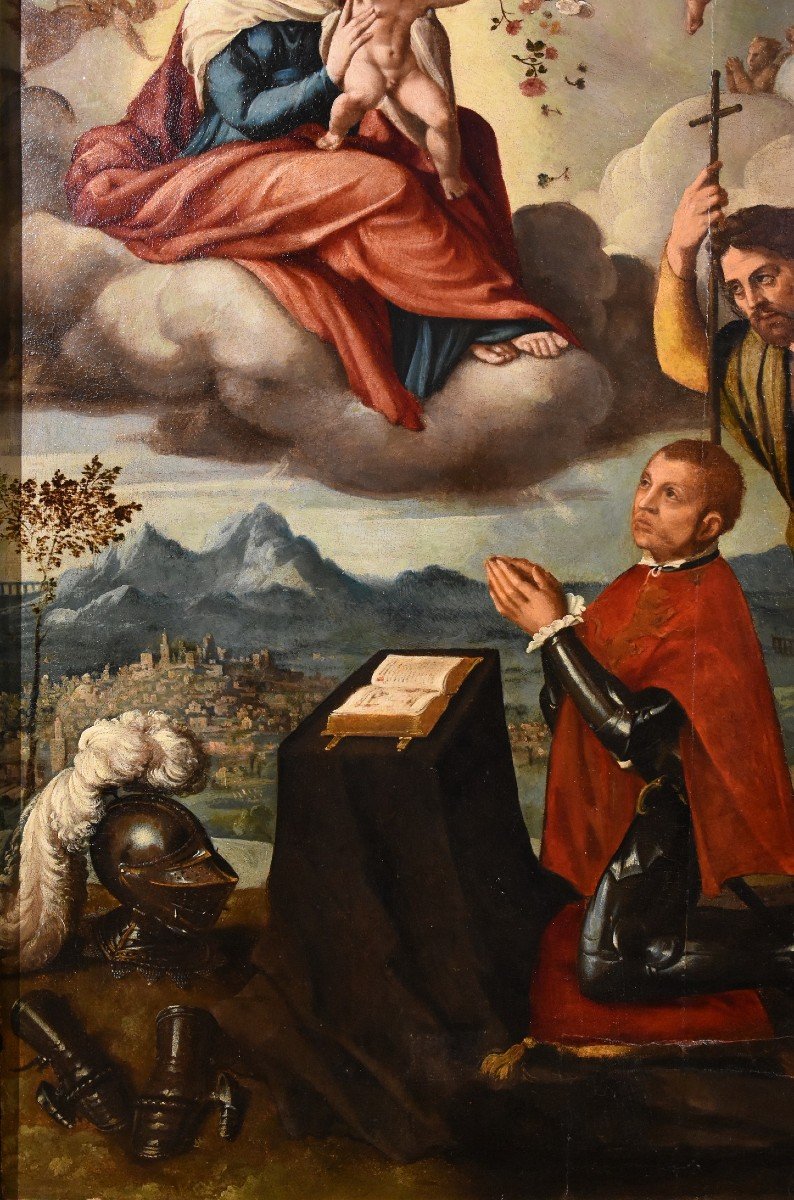 Vierge à l'Enfant, Saint Jacques Et Le Donateur, Ippolito Scarsella (Ferrare 1550 - 1620) Atelier-photo-3