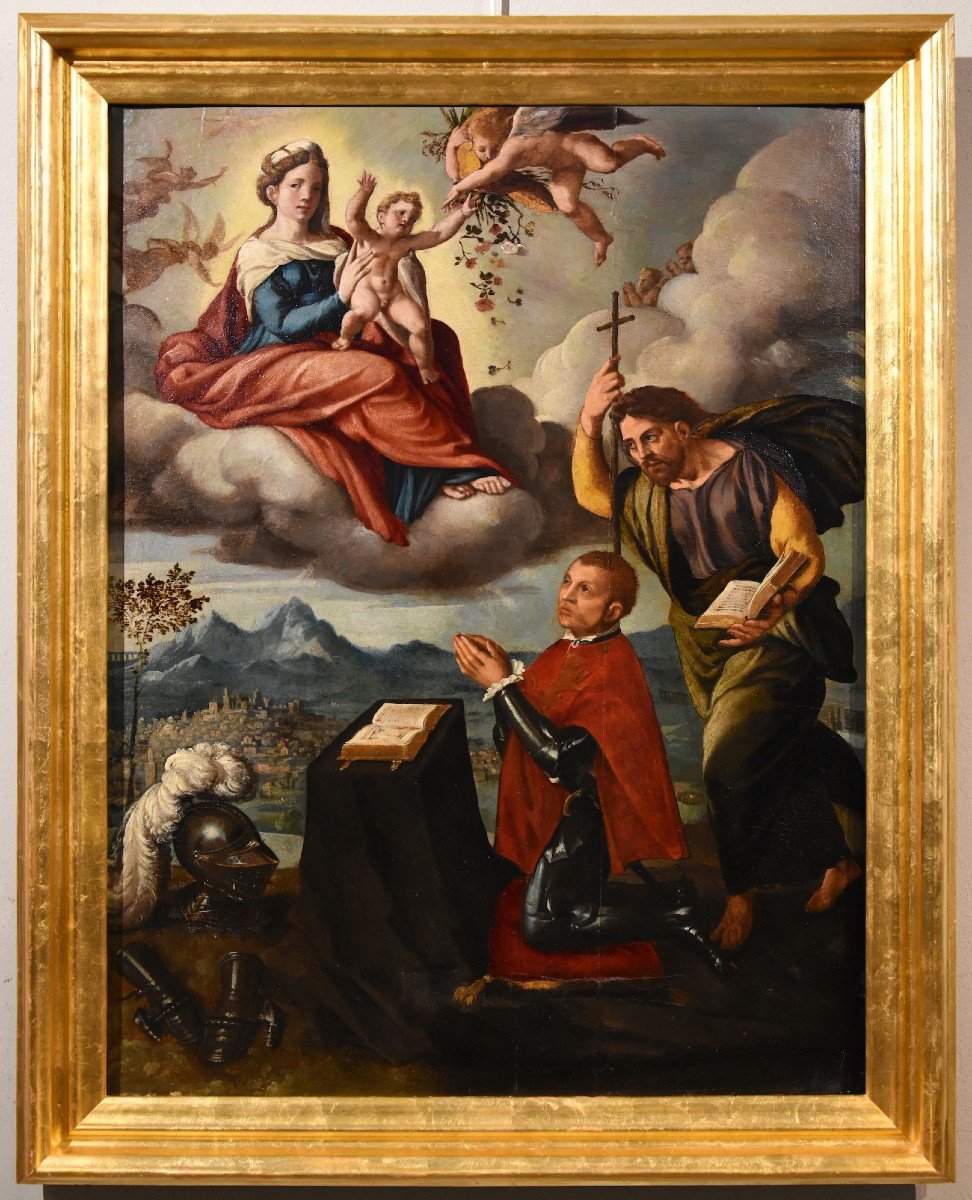 Vierge à l'Enfant, Saint Jacques Et Le Donateur, Ippolito Scarsella (Ferrare 1550 - 1620) Atelier-photo-2