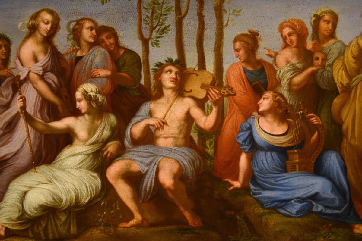 Le Parnasse Avec Apollon Et Les Muses, Suiveur De Raffaello Sanzio (urbino, 1483 - Rome, 1520)-photo-2