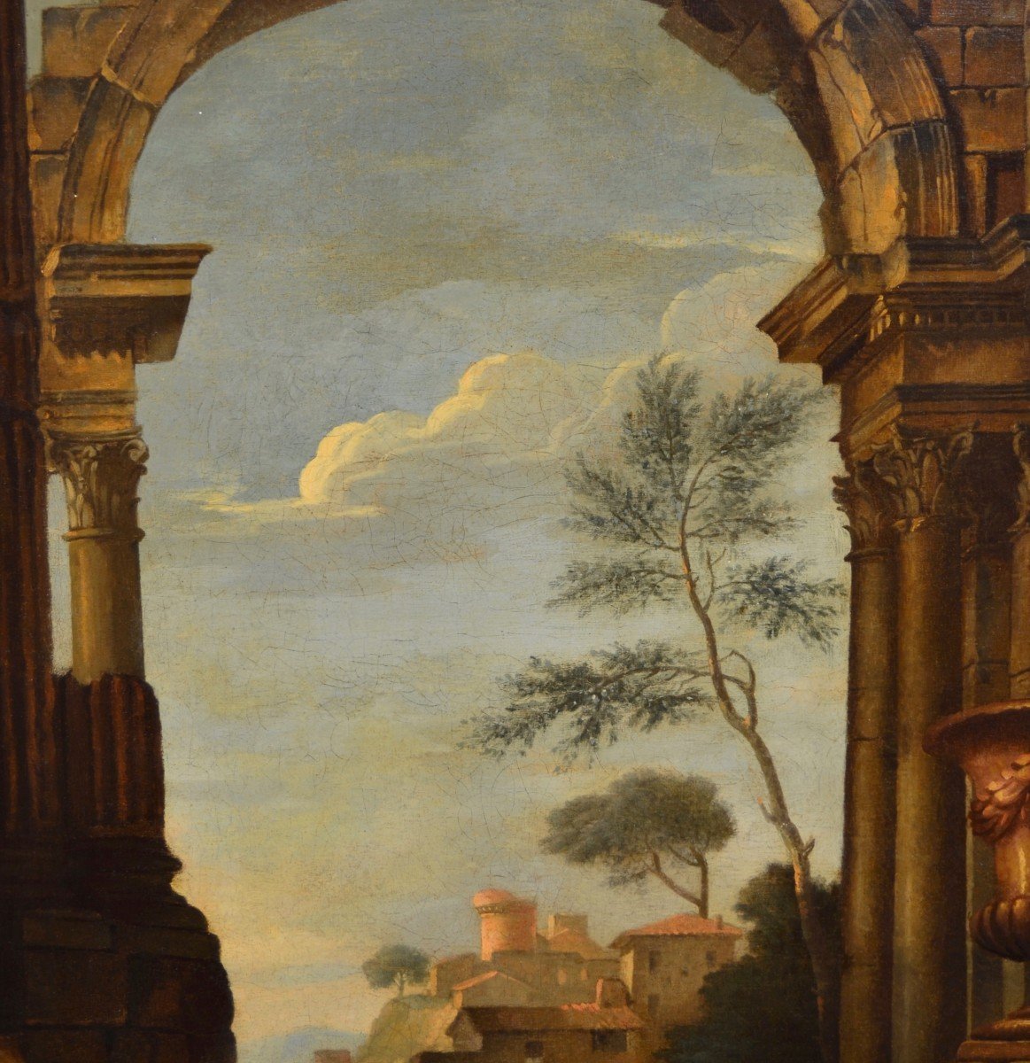 Pierre Antoine Demachy (paris 1723 - 1807), Paysage Romain Avec Capriccio Architectural-photo-4