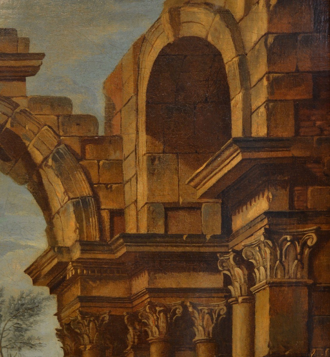 Pierre Antoine Demachy (paris 1723 - 1807), Paysage Romain Avec Capriccio Architectural-photo-6
