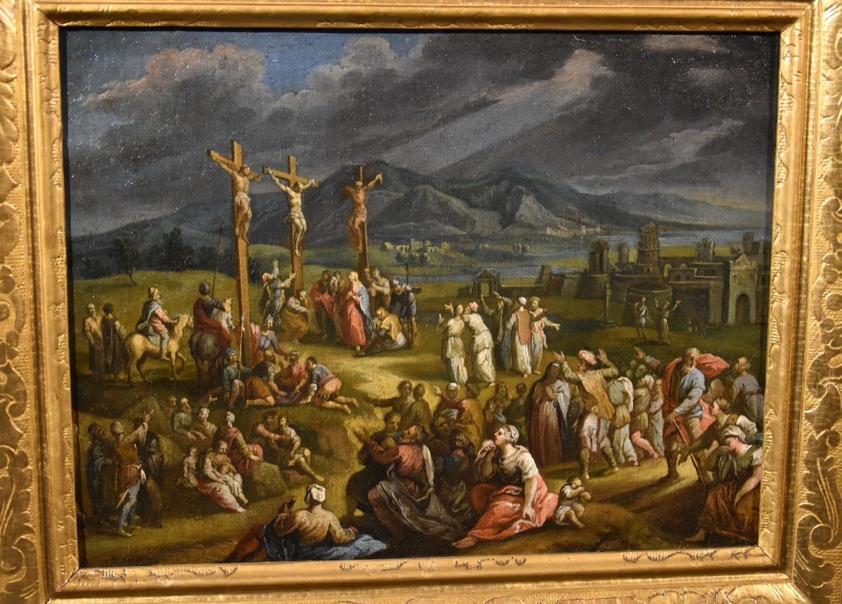 Paysage Fantastique Avec La Crucifixion Du Christ, Scipione Compagno (naples 1624 - 1680)-photo-2