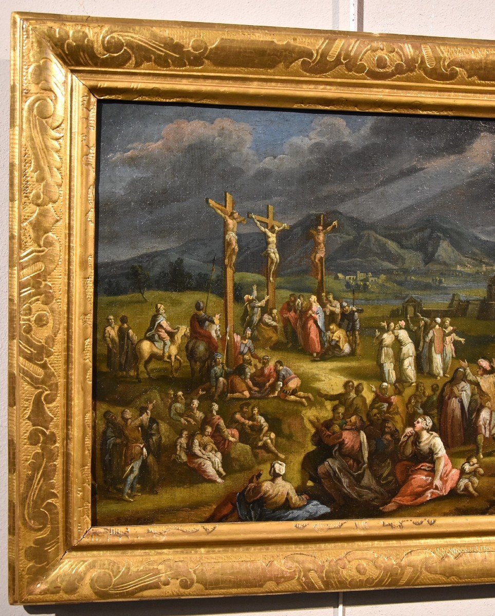 Fantastic Landscape With The Crucifixion Of Christ, Scipione Compagno (naples 1624 - 1680)-photo-3