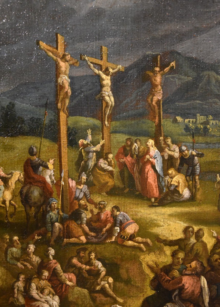 Fantastic Landscape With The Crucifixion Of Christ, Scipione Compagno (naples 1624 - 1680)-photo-1