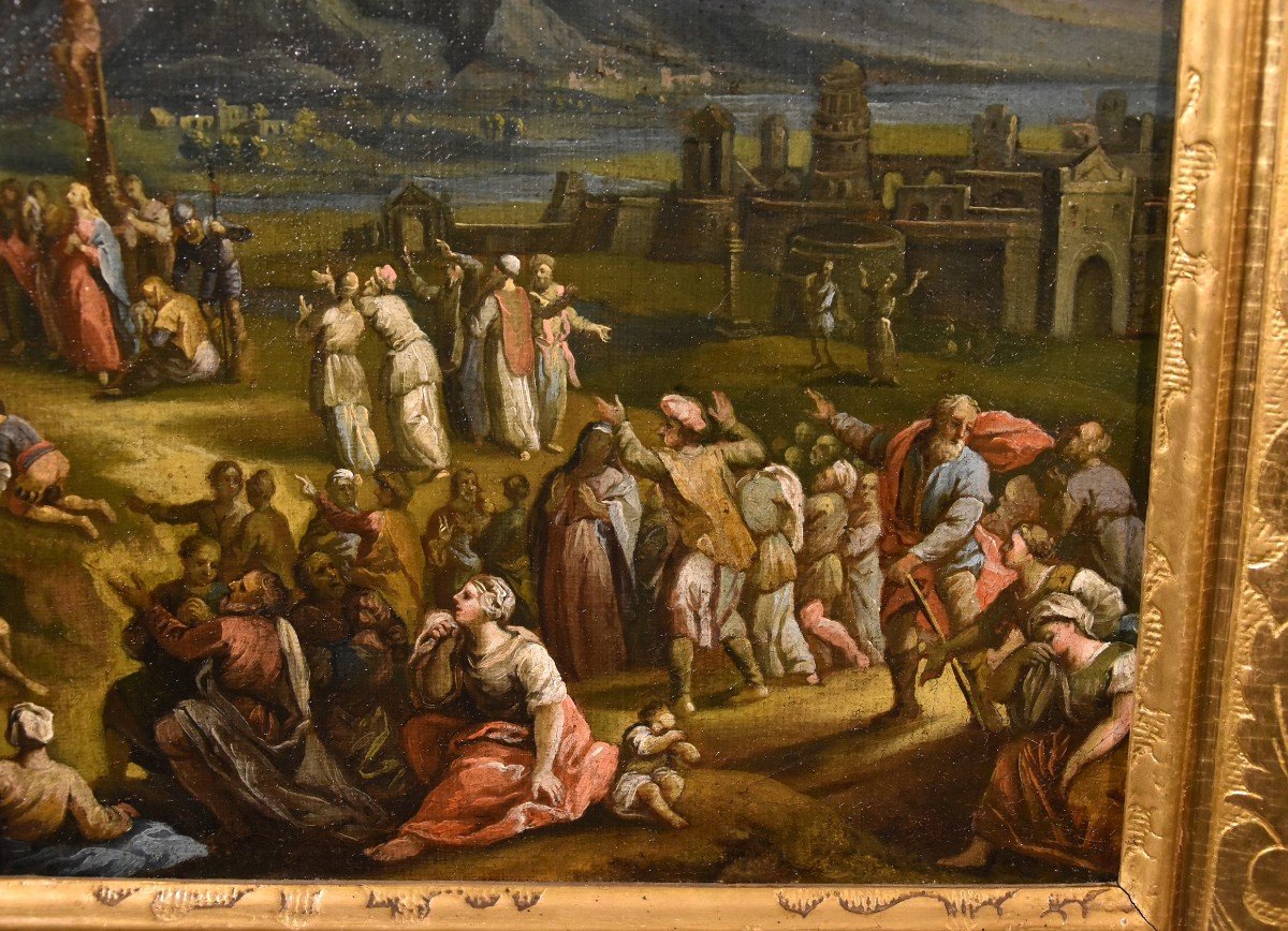 Fantastic Landscape With The Crucifixion Of Christ, Scipione Compagno (naples 1624 - 1680)-photo-2