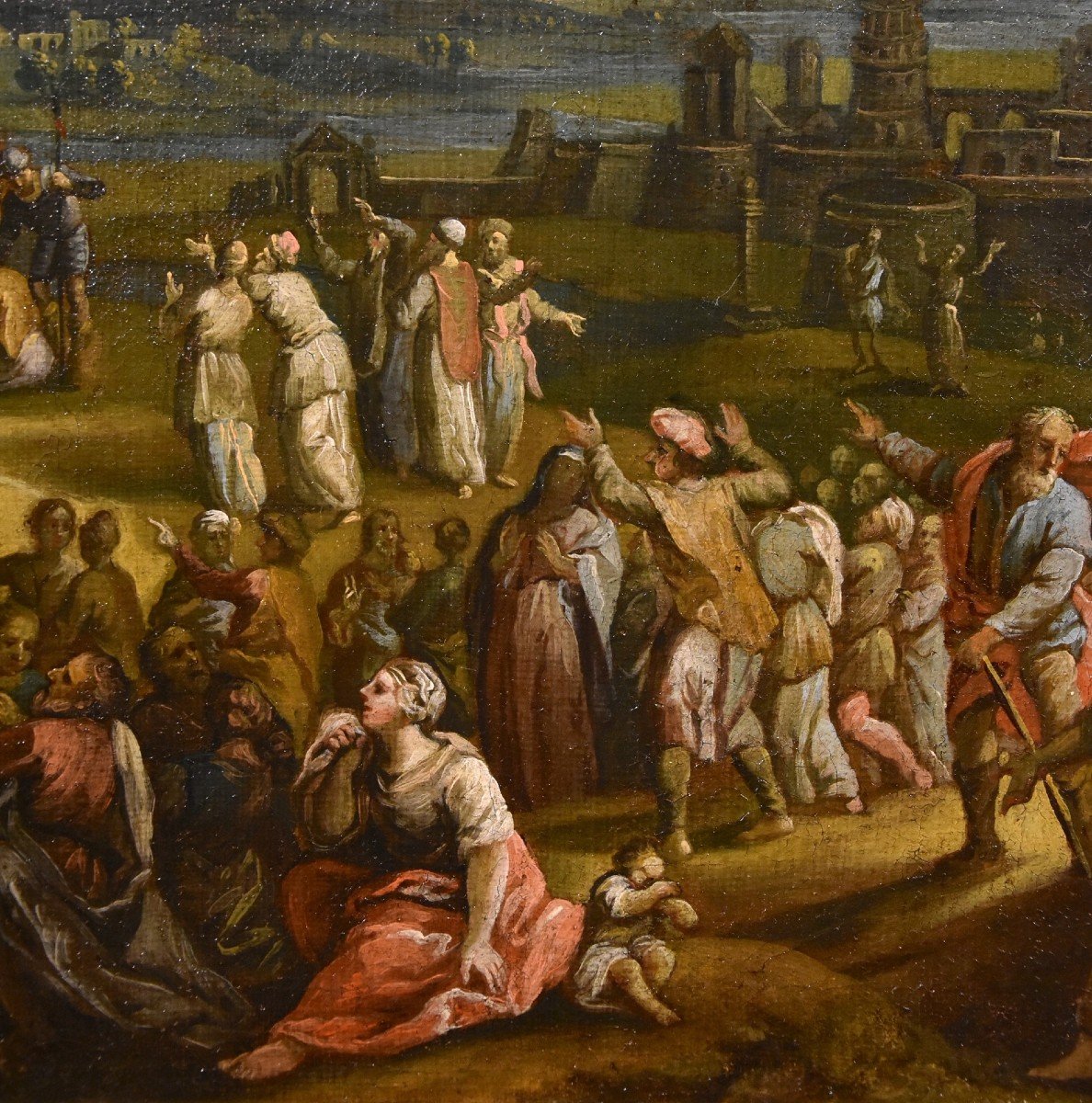Fantastic Landscape With The Crucifixion Of Christ, Scipione Compagno (naples 1624 - 1680)-photo-4