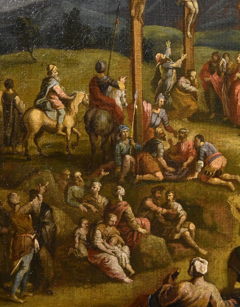 Fantastic Landscape With The Crucifixion Of Christ, Scipione Compagno (naples 1624 - 1680)-photo-5